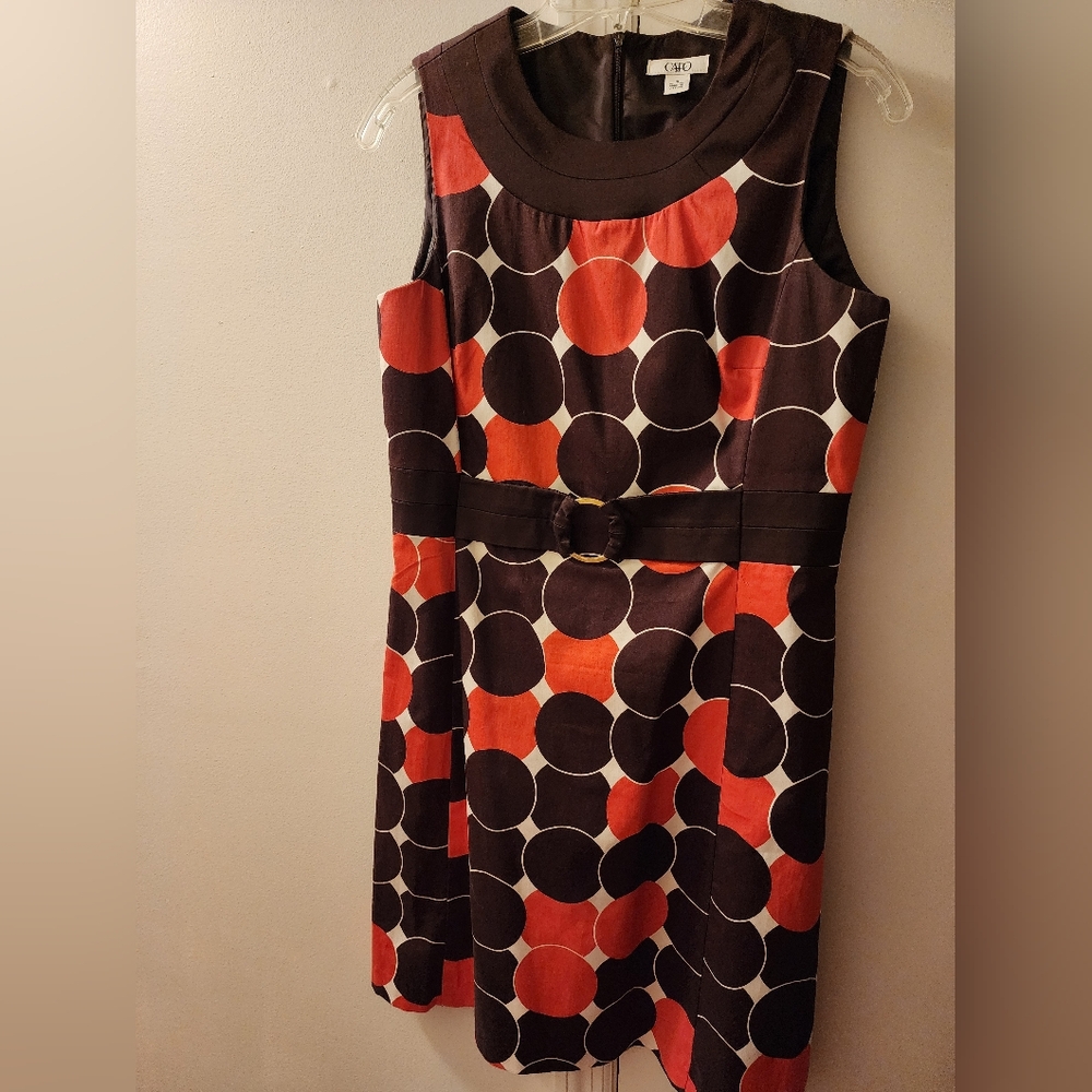 Cato Orange And Brown Sleeveless Sheath Mini Dress